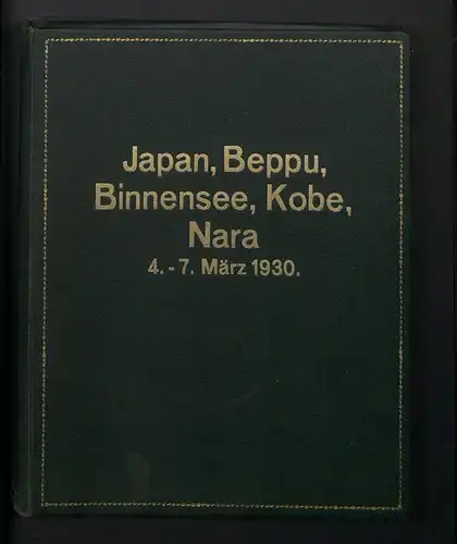 Fotoalbum mit 90 Fotogravur, Ansicht Beppu, Strassen mit Geschäften, Geisha, Segelschiff, Eisenbahnbrücke, Rikscha