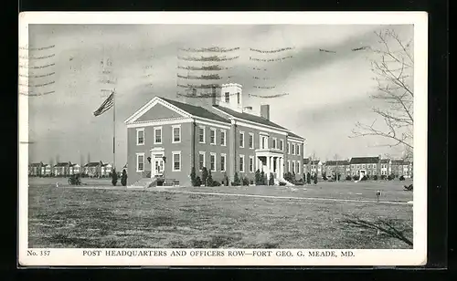 AK Fort Geo. G. Meade, MD, Post Headquarters and Officers Row