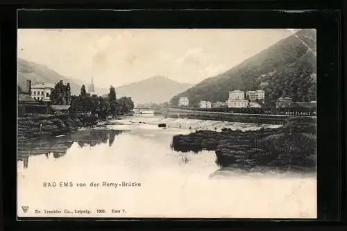 AK Bad Ems, Teilansicht von der Remy-Brücke aus