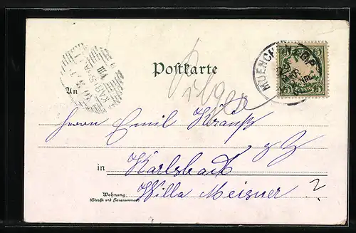 AK München, Strasse am Justizpalast, Pferdebahn