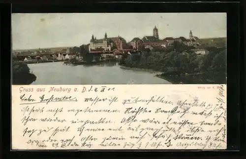 AK Neuburg a. D., Ortspanorama aus der Vogelschau