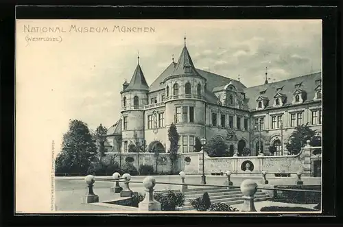 AK München, Nationalmuseum Westflügel