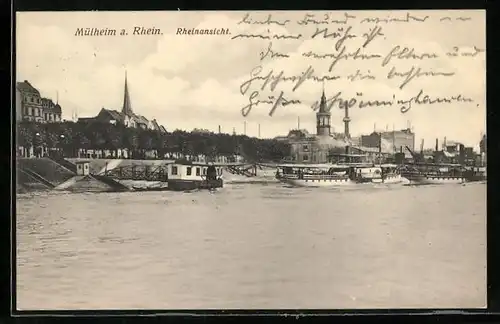 AK Mülheim a. Rh., Ortspanorama vom Rhein aus