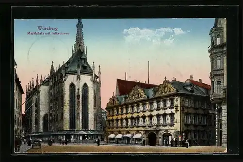 AK Würzburg, Marktplatz mit Falkenhaus