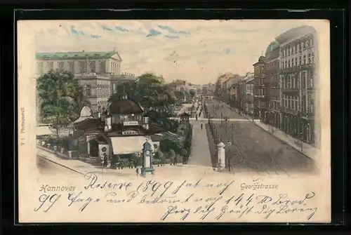 AK Hannover, Georgstrasse mit Cafe Kröpcke