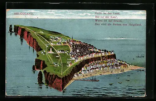 AK Helgoland, Insel und Umgebung von oben
