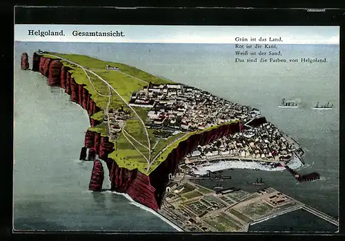 AK Helgoland, Gesamtansicht vom Flugzeug aus