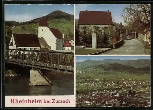 AK Rheinheim bei Zurzach, Strassenpartie, Blick auf Brücke