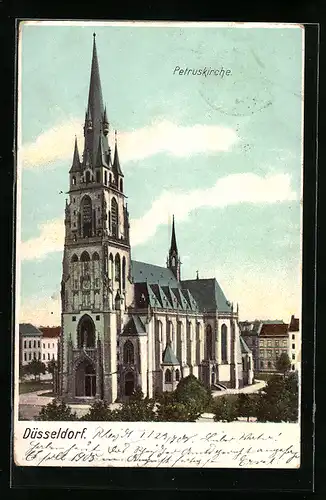 AK Düsseldorf, Gesamtansicht der Petruskirche