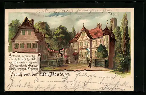 Lithographie Zirndorf, Partie an der alten Veste