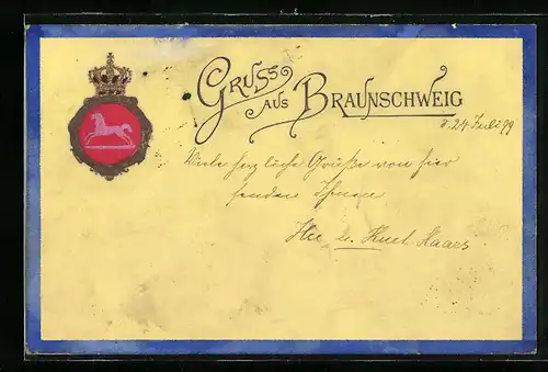 Präge-AK Braunschweig, Krone mit Pferd