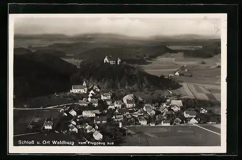 AK Waldburg, Schloss und Ort vom Flugzeug aus