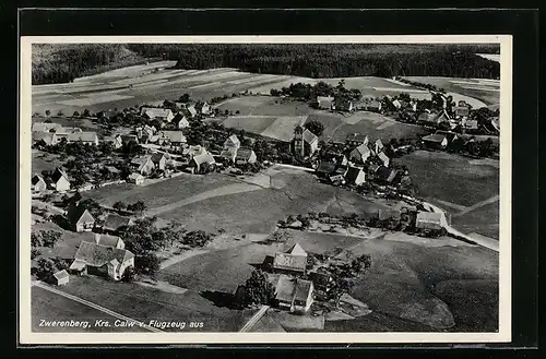 AK Zwerenberg b. Calw, Fliegeraufnahme des Ortes