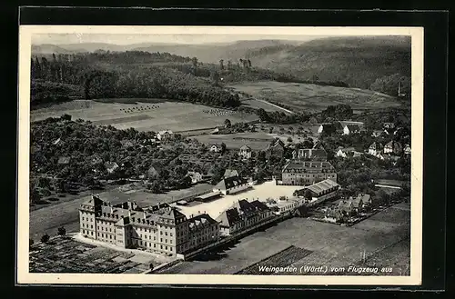 AK Weingarten, Totale vom Flugzeug aus