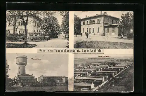 AK Lager Lechfeld, Barackenlager, Bahnhof, Wasserturm
