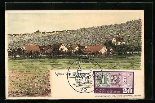 AK Haltingen, Ortsansicht mit Kirche