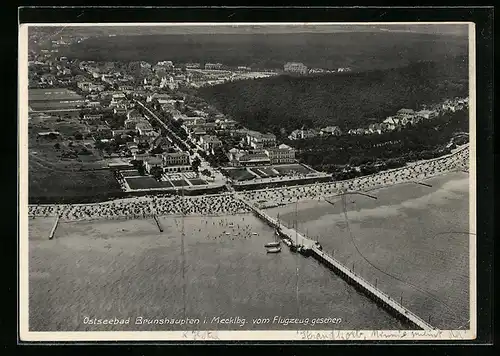 AK Brunshaupten, Fliegeraufnahme mit Seebrücke