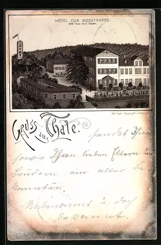 Vorläufer-Lithographie Thale, Hotel zur Rosstrappe 1894