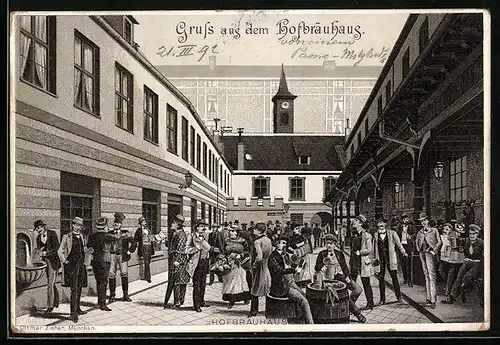 Vorläufer-Lithographie München, Münchner Hofbräuhaus 1892