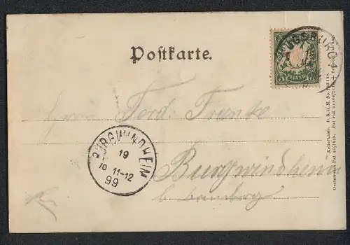 Relief-AK Augsburg, Blick zum Stadtgarten