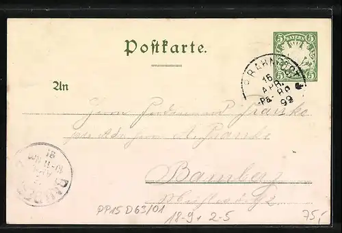 AK Ganzsache Bayern PP15D63 /01: Regensburg, I. Internationale Ansichtskarten-Ausstellung, Teilansicht, Wappen