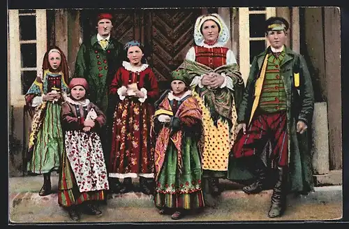 AK Typy Polskie, Polnische Männer und Frauen in Tracht