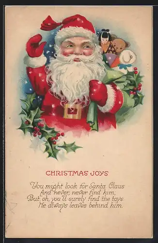 AK Weihnachtsmann mit Geschenken im Gepäck