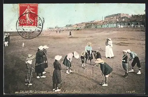 AK Luc-sur-Mer, Le Croquet sur la Plage à Marée Rosse