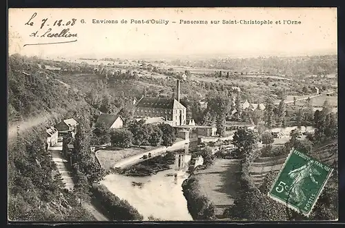AK Pont d`Ouilly, Panorama sur Saint Christophe et l`Orne