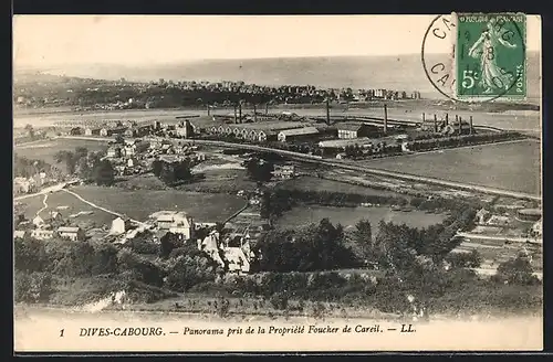 AK Dives-Cabourg, Panorama pris de la Propriètè Foucher de Careil