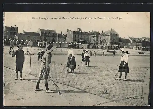 AK Langrune-sur-Mer, Partie de Tennis sur la Plage