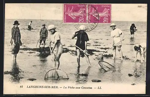 AK Langrune-sur-Mer, La Peche aux Crevettes