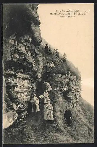 AK Marigny-sur-Mer, Un chemin dans la talaise