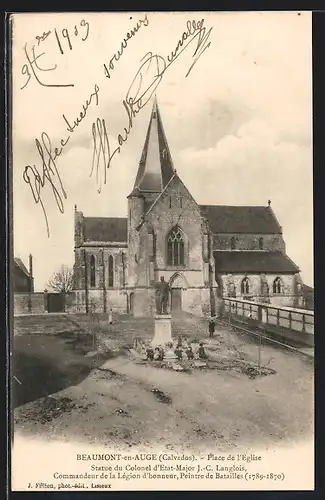 AK Beaumont-en-Auge, Place de l`Eglise