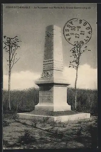 AK Cesny-Bois-Halbout, Le Monument aux Morts de la Grande Guerre