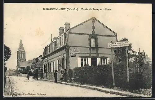 AK St-Gatien-des-Bois, Entrée du Bourg et la Poste