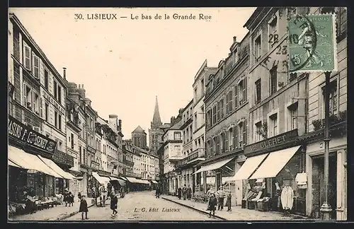 AK Lisieux, Le bas de la Grande Rue