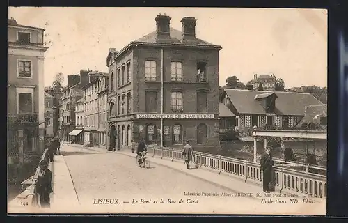 AK Lisieux, Le Pont et la Rue de Caen