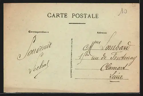 AK Montchamp, La Route de Bény, A gauche: Les Postes et Télégraphes