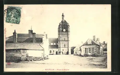 AK Neuville, Place de l`Eglise, Platz mit Kirche