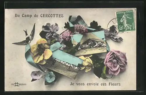 AK Cercottes, du Camp, je vous envoie ces Fleurs