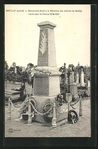 AK Batilly, Monument élevé à la Mémoire des enfants de Batilly morts pour la France 1914-1918