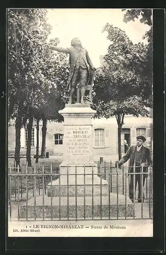 AK Le Bignon-Mirabeau, Statue de Mirabeau