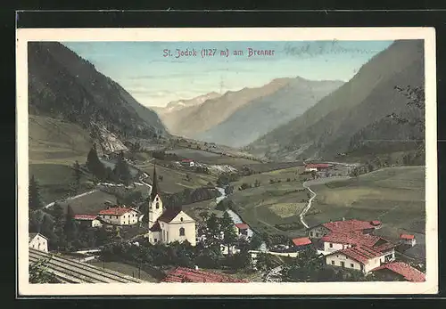 AK St. Jodok am Brenner, Ortsansicht mit Kirche