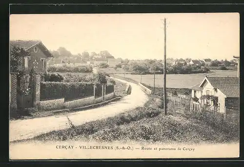 AK Villecresnes, Route et panorama de Cercay