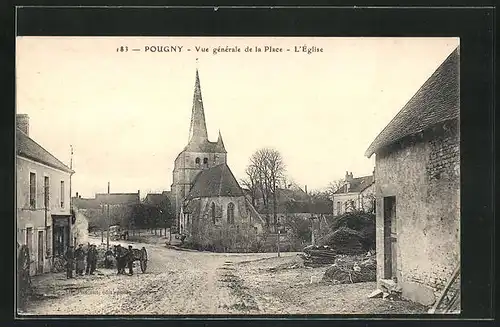 AK Pougny, Vue générale de la Place, L`Église