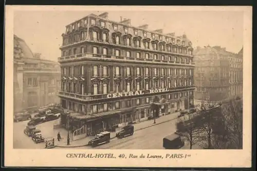 AK Paris, Central-Hotel, 40, Rue du Louvre