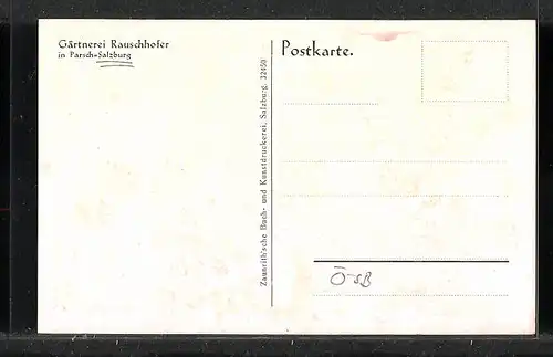 AK Salzburg-Parsch, Gärtnerei Rauschhofer, Winterharte Blütenstauden und Mädchen