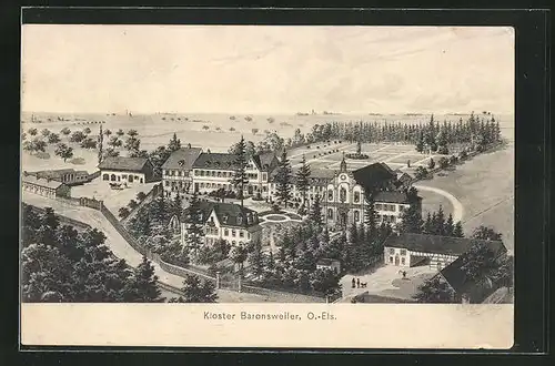 Künstler-AK Baronsweiler / O.-Els., Blick zum Kloster