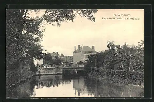 AK Bazancourt, Un Coin de la Suippe, Le Grand Pont